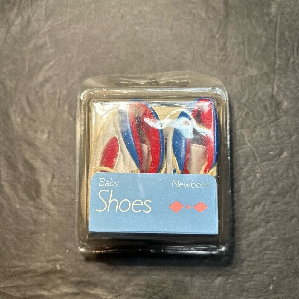 Mothercare Newborn Baby Shoes Vintage White Red Blue Baby Boys Size 3 Months‎